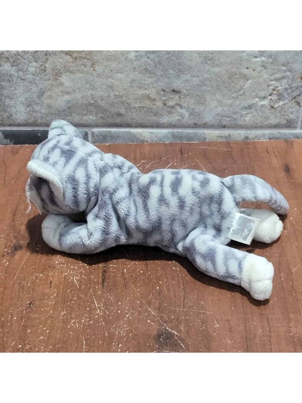 Ty Beanie Baby SILVER Gray Tabby Cat 1999 Stuffed Animal Plush No Hang Tag